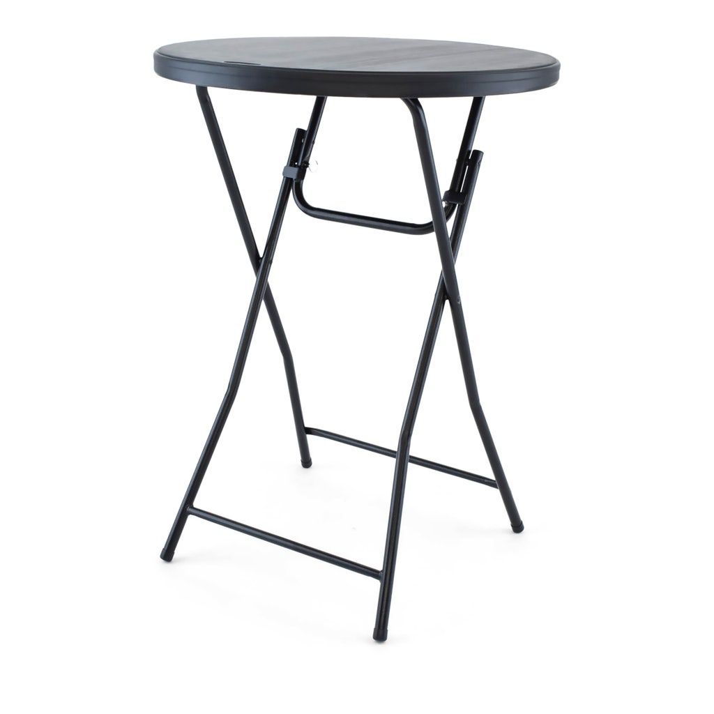 32'' Blow Molded Plastic Folding Cocktail Table - Black