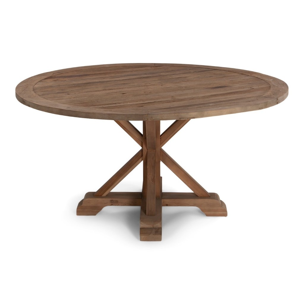 60'' Round Reclaimed Elm Farm Table with X-Base